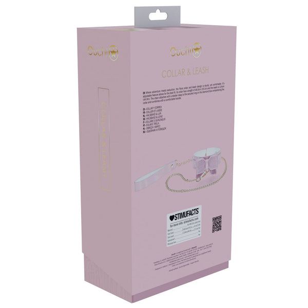 Ouch! Paris Collection Collar With Leash Pink Restraint Restraint Kits & Sets