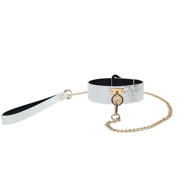 Ouch! Florence Collection Collar With Leash White Restraint Restraint Kits & Sets