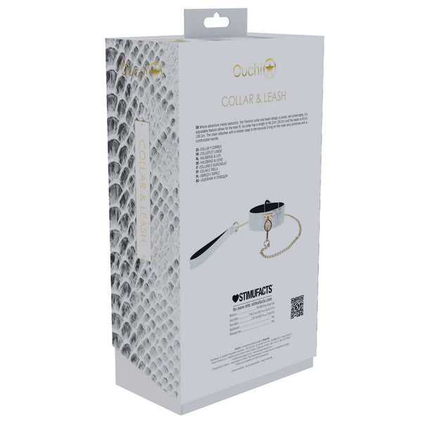 Ouch! Florence Collection Collar With Leash White Restraint Restraint Kits & Sets