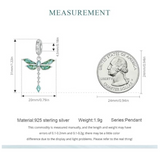 Veile Studios Original Retro Green Dragonfly Diy Pendant Charm For Bracelet Necklace S925 Pure Silver Charms & Charm Bracelets
