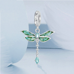 Veile Studios Original Retro Green Dragonfly Diy Pendant Charm For Bracelet Necklace S925 Pure Silver Charms & Charm Bracelets