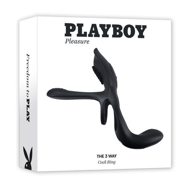 Playboy Pleasure The 3 Way Black Usb Rechargeable Vibrating  Ring With Wireless Remote  Rings