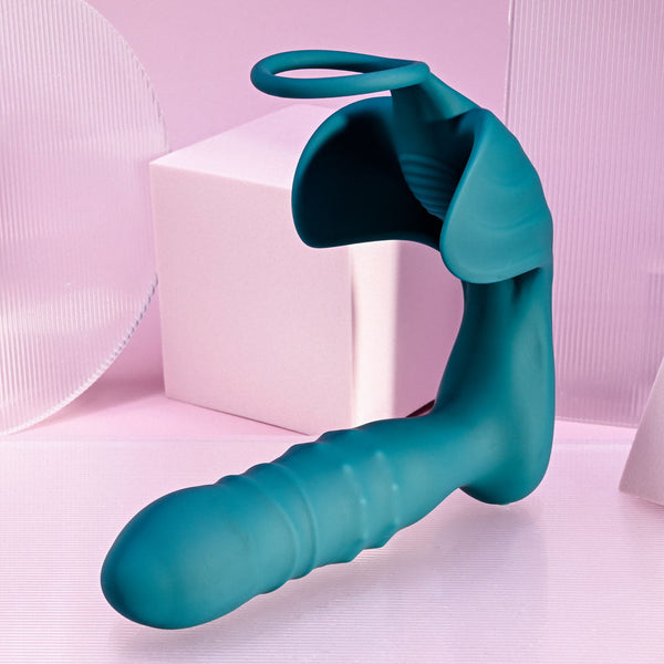 Playboy Pleasure Bring It On Teal Usb Rechargeable Thrusting Anal Plug With  Ring  Rings