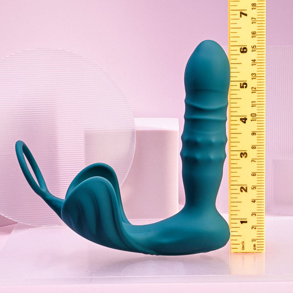 Playboy Pleasure Bring It On Teal Usb Rechargeable Thrusting Anal Plug With  Ring  Rings