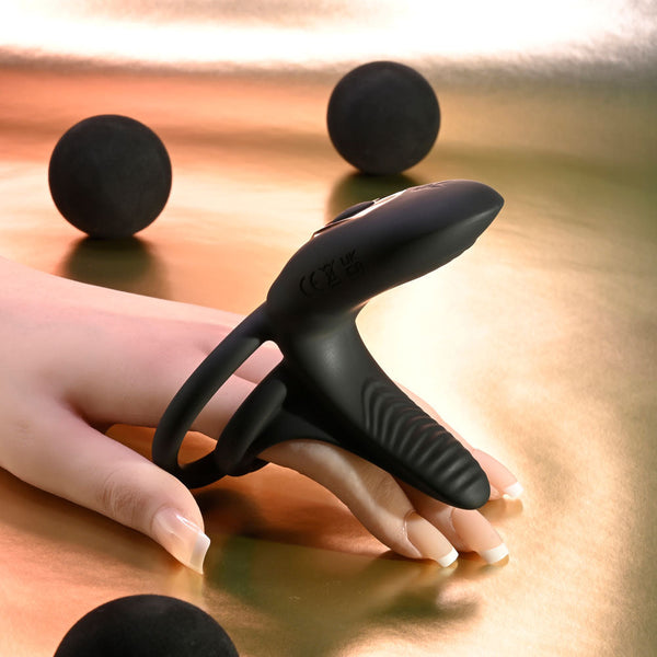 Playboy Pleasure Just Right Black Usb Rechargeable Vibrating  & Balls Rings  Rings