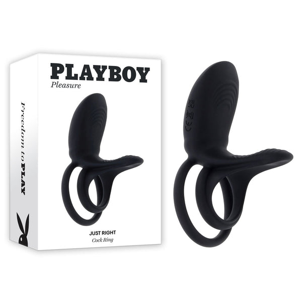 Playboy Pleasure Just Right Black Usb Rechargeable Vibrating  & Balls Rings  Rings