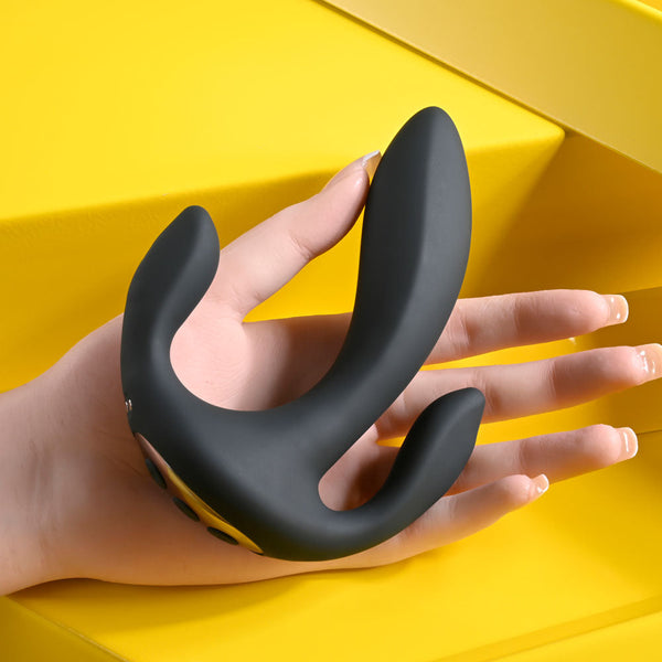 Playboy Pleasure Triple Threat Black Usb Rechargeable Probe  Wireless s