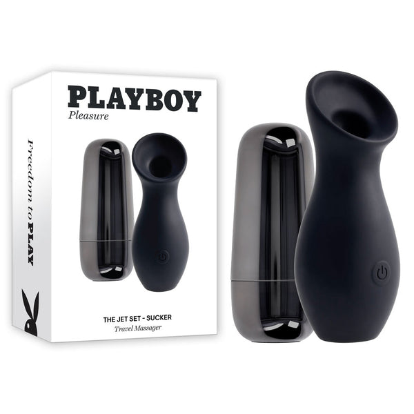 Playboy Pleasure The Jet Set Sucker Black 10.3 Cm Sucking Stimulator With Rechargeable Charging Case G Spot s