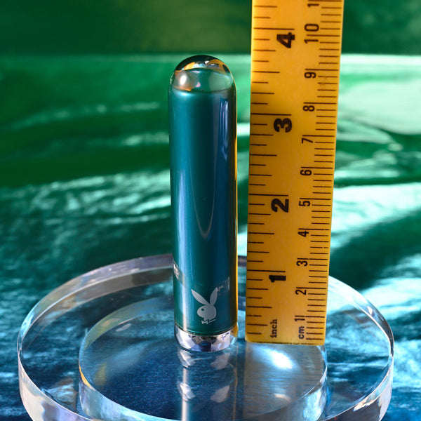 Playboy Pleasure Emerald Blue 9.1 Cm Usb Rechargeable Glass Tipped Bullet Bullets