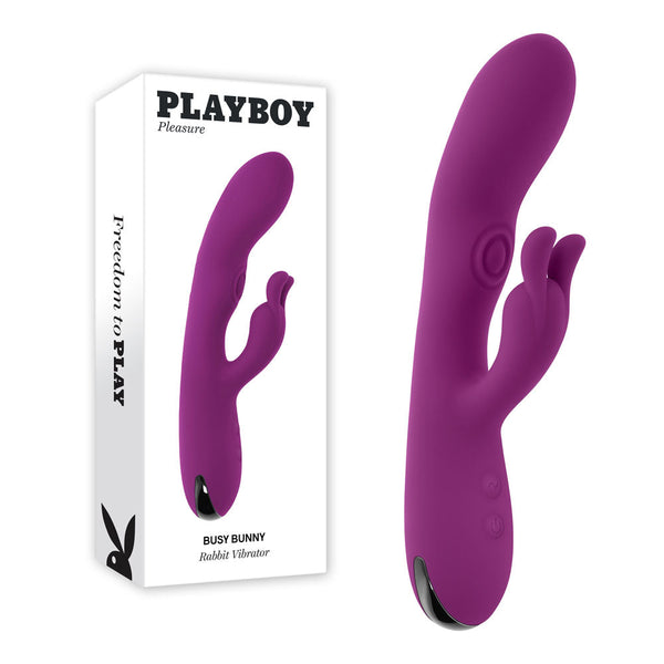 Playboy Pleasure Busy Bunny Purple 22.6 Cm Usb Rechargeable Rabbit  With Tapping Shaft Rabbit s