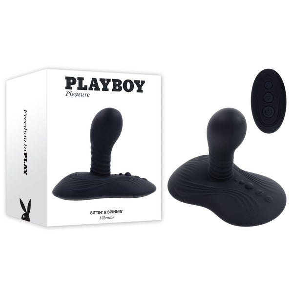 Playboy Pleasure Sittin & Spinnin Black Usb Rechargeable Spinning  Grinder Pad With Remote Wireless s