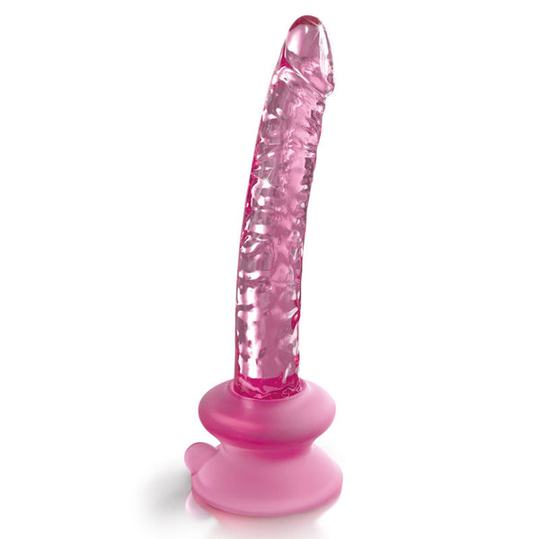 Icicles #86 Pink 17 Cm Glass Dong With Suction Base Glass Dildos