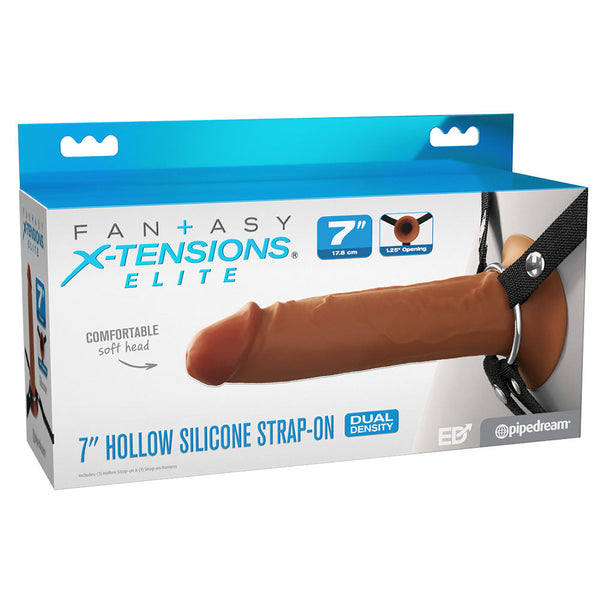 Fx Elite 7'' Silicone Hollow Strap On Tan 17.8 Cm Strap Ons