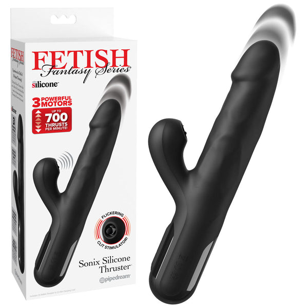 Ffs Sonix Silicone Thruster Black 22 Cm Usb Rechargeable Thrusting  With Flicking Clit Stim Clitoral s