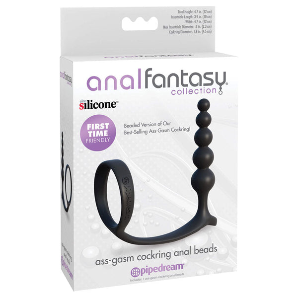 Anal Fantasy Collection Ass Gasm ring Beads Black Ring With Plug Anal Balls & Beads
