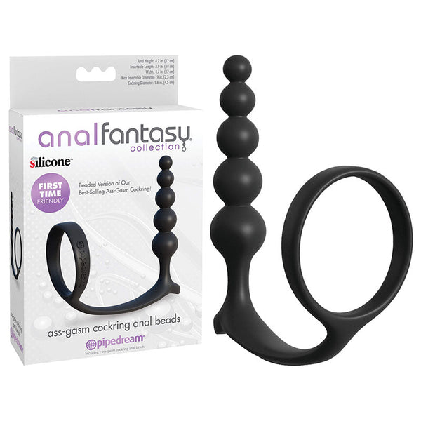 Anal Fantasy Collection Ass Gasm ring Beads Black Ring With Plug Anal Balls & Beads
