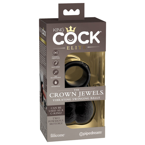 King  Elite The Crown Jewels Vibrating Silicone Balls Black Usb Rechargeable Ring  Rings