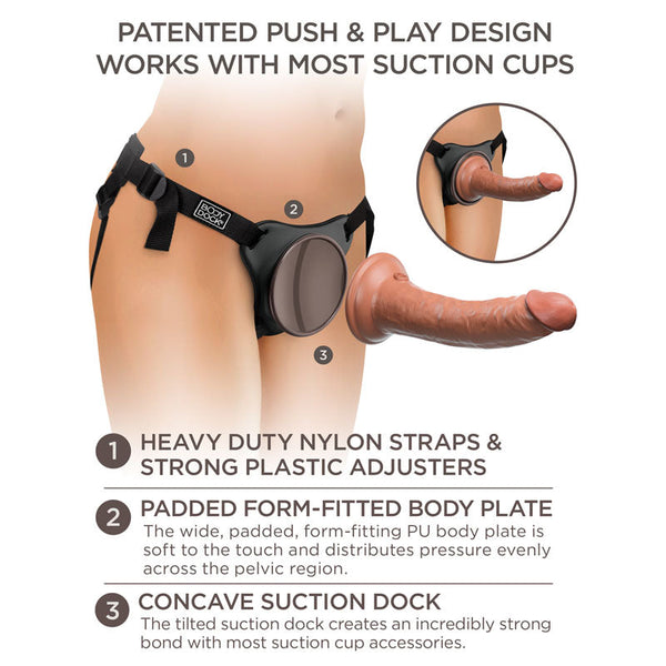 King  Elite Comfy Silicone Body Dock Kit Strap On Harness With Tan 17.8 Cm Dong Strap Ons