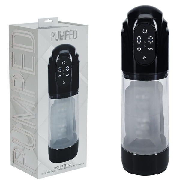 Pumped Technothrust Auto Masturbator Black/Clear Usb Rechargeable Maturbator Masturbators