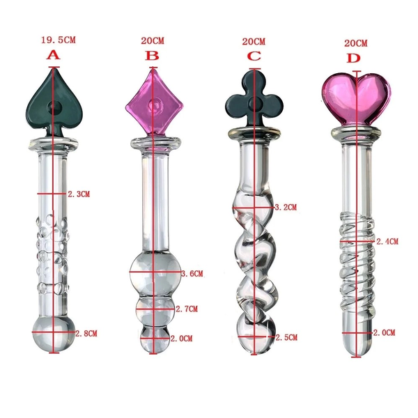 Poker Crystal Glass Body Wand Massager Colorful Butt Plug Dildos Anal Sex Toys For Female Male Gay Masturbation Tool Non Vibrating Butt Plugs