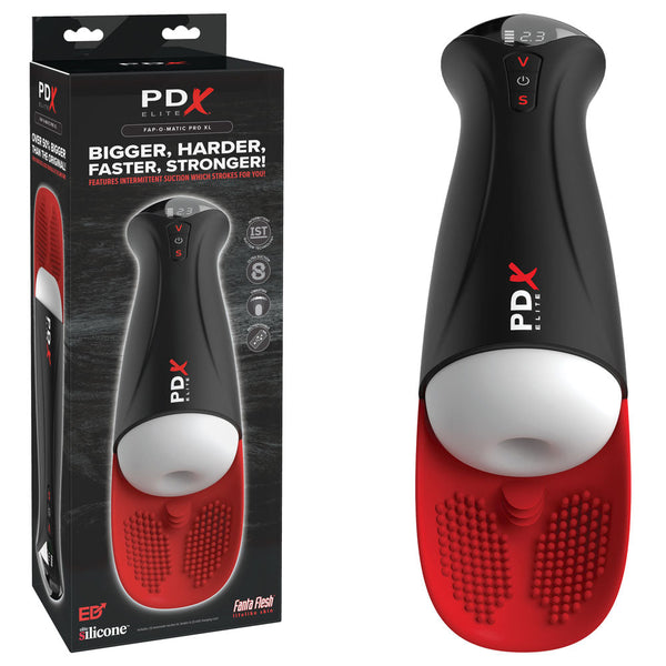 Pdx Elite Fap O Matic Pro Xl White/Red Usb Rechargeable Auto Stroker Masturbators