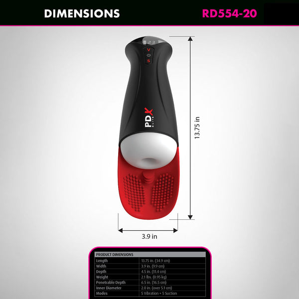 Pdx Elite Fap O Matic Pro Xl White/Red Usb Rechargeable Auto Stroker Masturbators