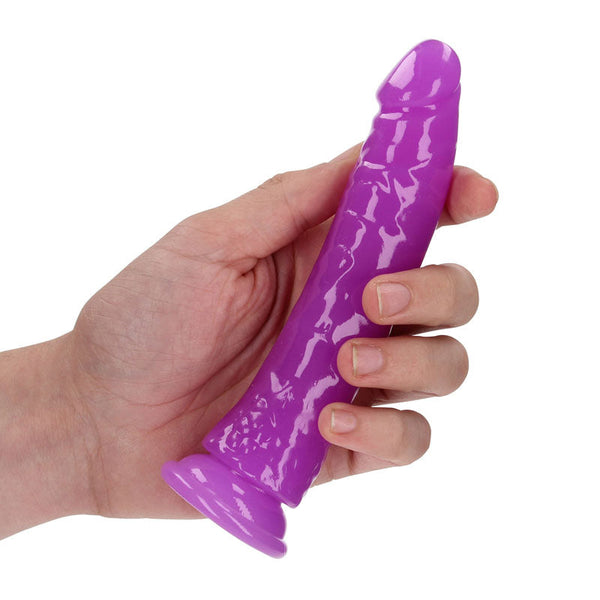 Realrock 15.5 Cm Slim Glow In The Dark Neon Purple (6'') Dong Realistic Dildos