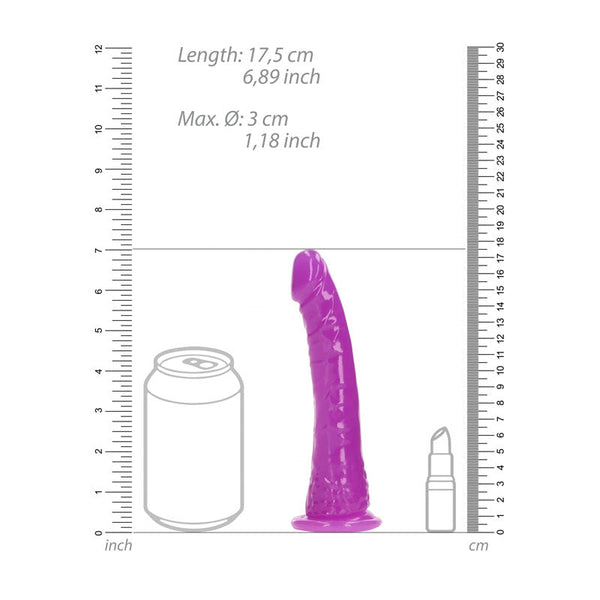 Realrock 15.5 Cm Slim Glow In The Dark Neon Purple (6'') Dong Realistic Dildos