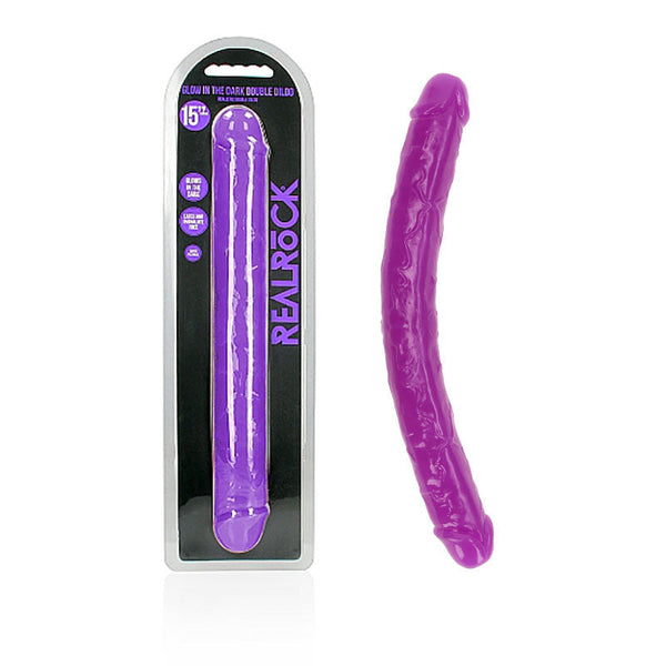 Realrock 38 Cm Double Dong Glow Purple (15'') Double Ended Dildos