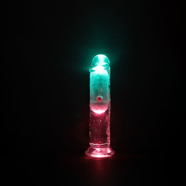 Realrock 6'' No Balls Wireless Rechargeable Led Vibrating Dong Clear With 16.5 Cm Usb Remote Realistic Dildos