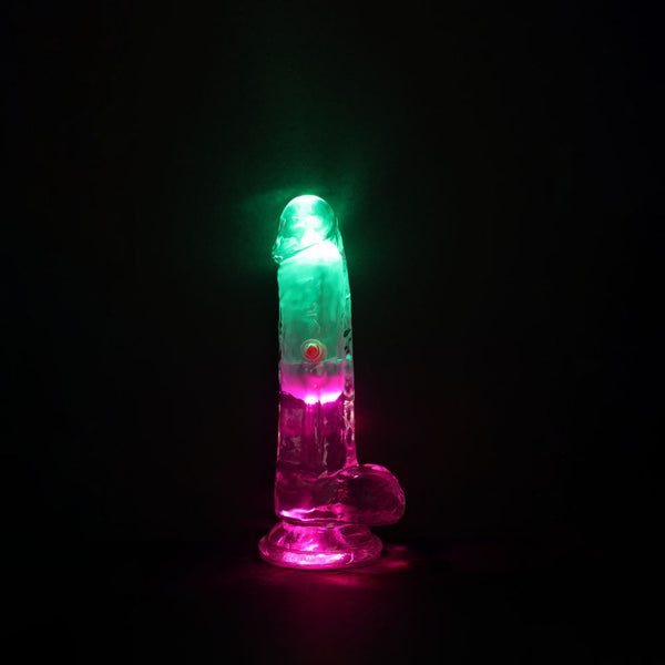 Realrock 6'' With Balls Wireless Rechargeable Led Vibrating Dong Clear 16.2 Cm Usb Remote Realistic Dildos
