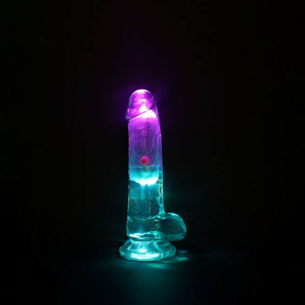 Realrock 6'' With Balls Wireless Rechargeable Led Vibrating Dong Clear 16.2 Cm Usb Remote Realistic Dildos
