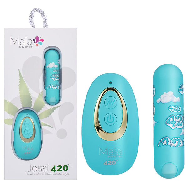 Maia Jessi 420 Remote Sky Blue 7.6 Cm Usb Rechargeable Bullet With Wireless Bullets
