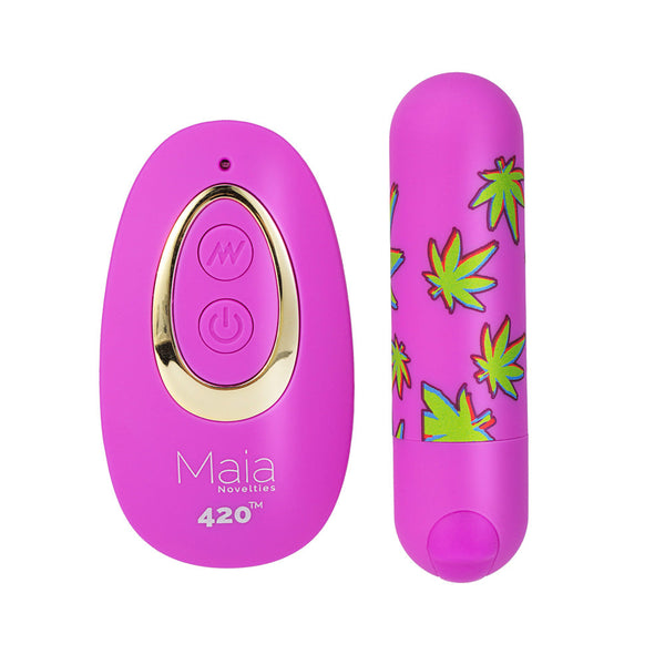 Maia Jessi 420 Remote Purple 7.6 Cm Usb Rechargeable Bullet With Wireless Bullets
