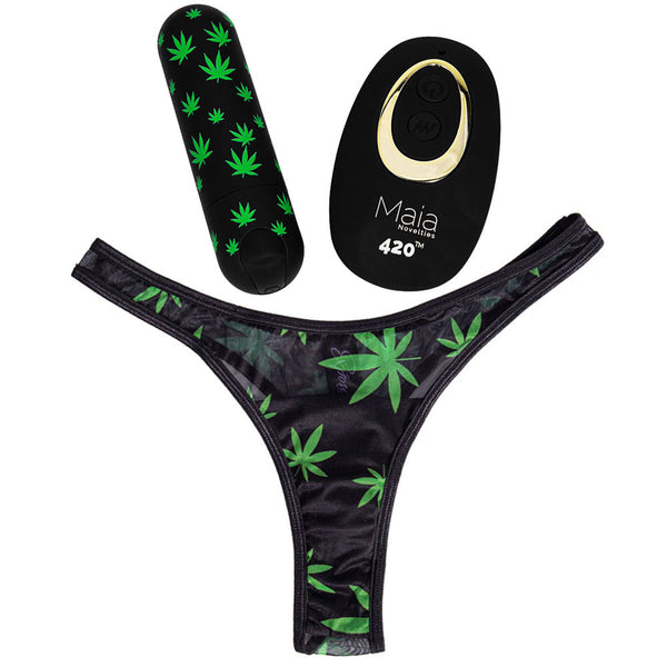 Maia Date Night 420 Panty Vibe L/Xl Black With Usb Rechargeable Bullet & Remote Bullets