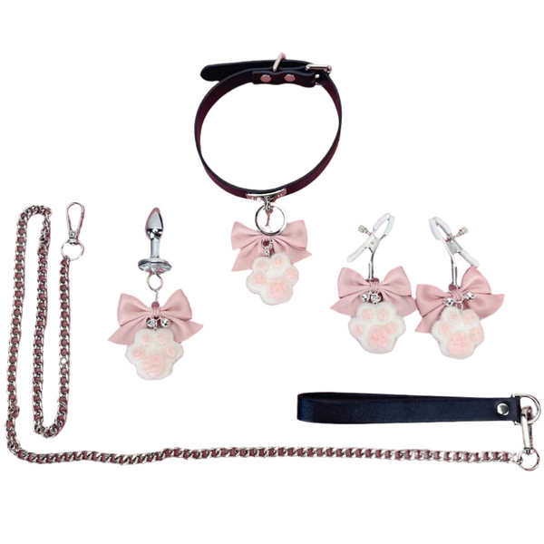 Cute Cat Claw Bell Collar Bow Nipple Clamp Anal Plug Chocker With Leash Sm Training Stimulation Flirting Sex Toys Other Erotic Clothing