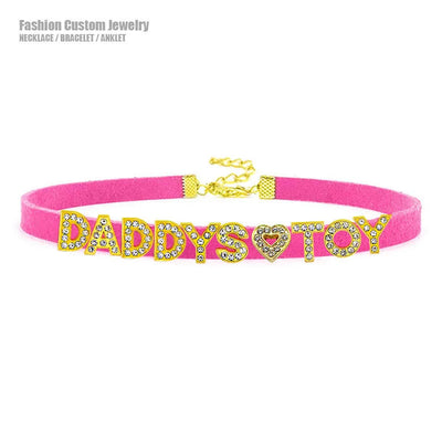 Gold Color Letters Daddys Toy Choker Collar Necklace Men Women Ddlg Role Age Play Suede Leather Chocker Cosplay Jewelry Collars & Leashes
