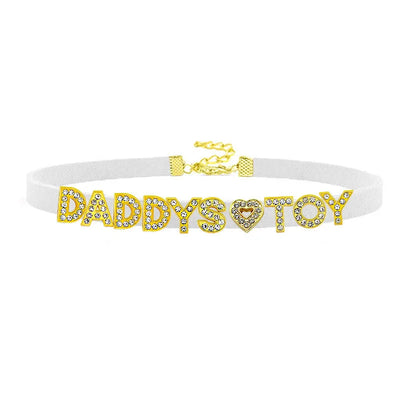 Gold Color Letters Daddys Toy Choker Collar Necklace Men Women Ddlg Role Age Play Suede Leather Chocker Cosplay Jewelry Collars & Leashes