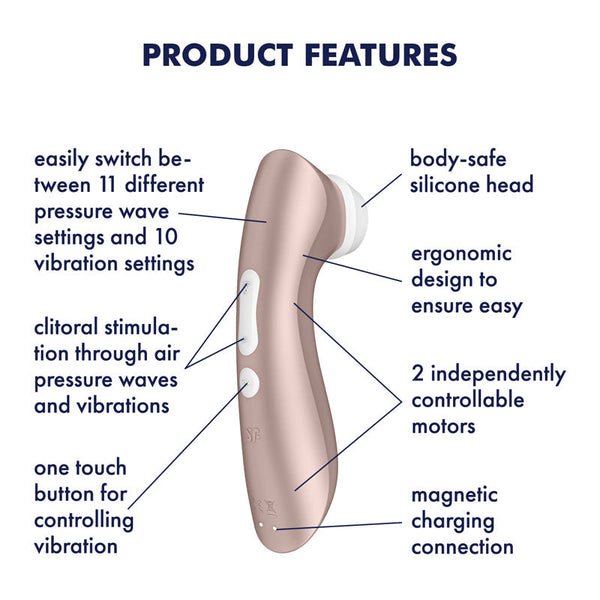 Satisfyer Pro 2+ Rose Gold Touch Free Usb Rechargeable Clitoral Stimulator With Vibration Suction s
