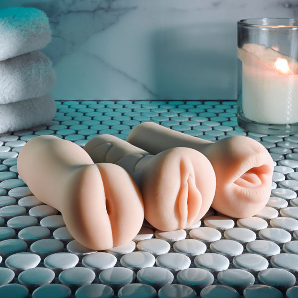 Selopa Party Pack Light Flesh Strokers Set Of 3 Masturbators