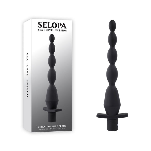 Selopa Vibrating Butt Beads Black 22 Cm Usb Rechargeable Anal Vibrating Butt Plugs