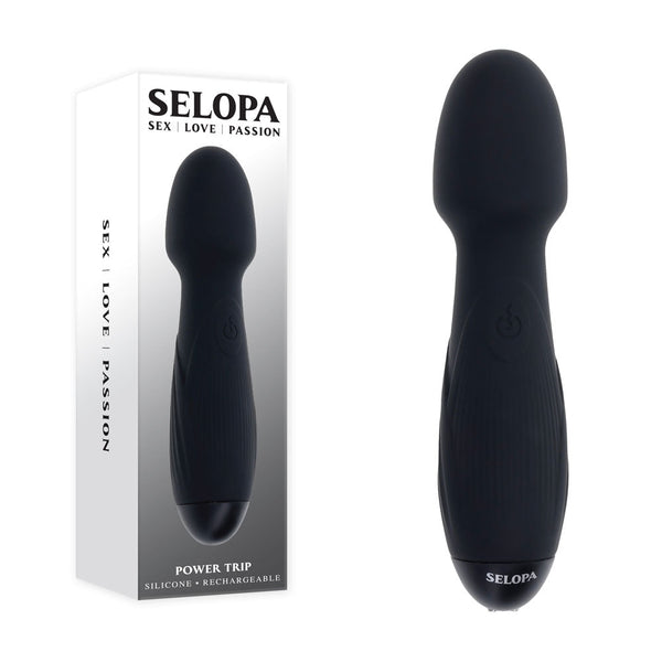 Selopa Power Trip Black 18.8 Cm Usb Rechargeable Massage Wand Massagers & Wands
