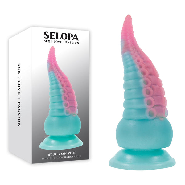 Selopa Stuck On You Blue Pink 19 Cm Usb Rechargeable Vibrating Tentacle Fantasy Dildo Fantasy Dildos
