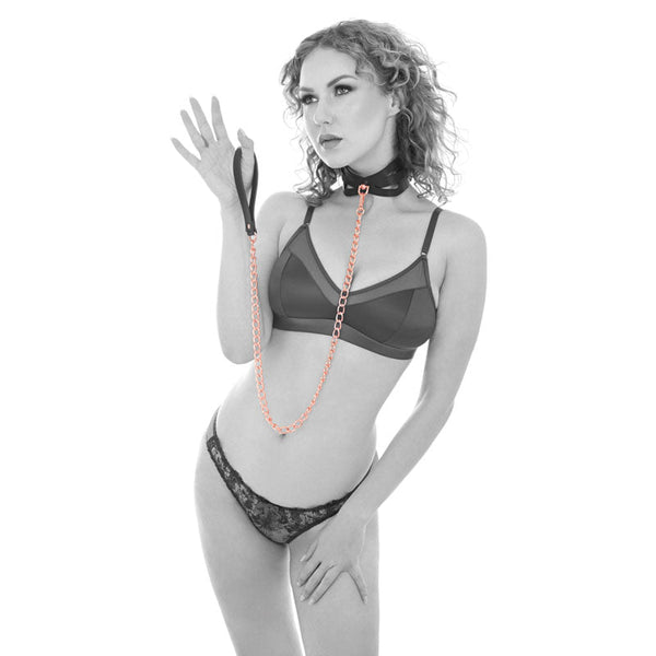 Sex & Mischief Brat Collar Leash Rose Gold/Black Restraint Restraint Kits & Sets