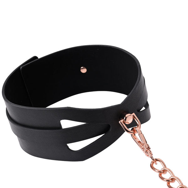 Sex & Mischief Brat Collar Leash Rose Gold/Black Restraint Restraint Kits & Sets