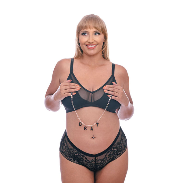 Sex & Mischief Brat Charmed Nipple Clamps Rose Gold With 45Cm Chain Nipple & Clitoral Toys