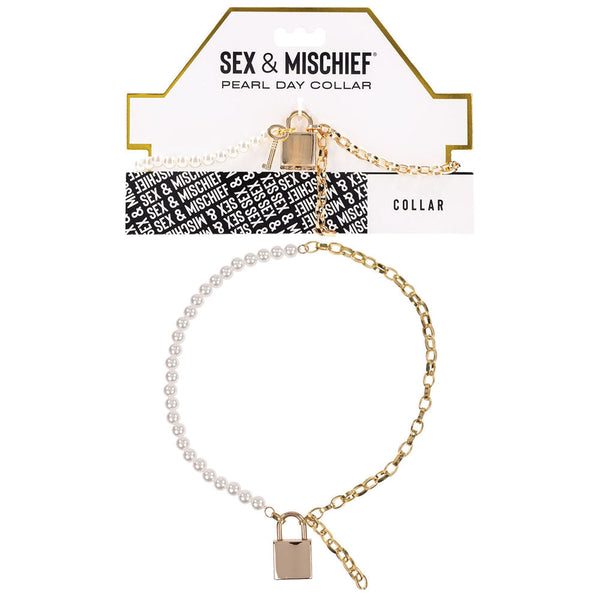 Sex & Mischief Pearl Day Collar Pearl/Gold Necklace Collars & Leashes