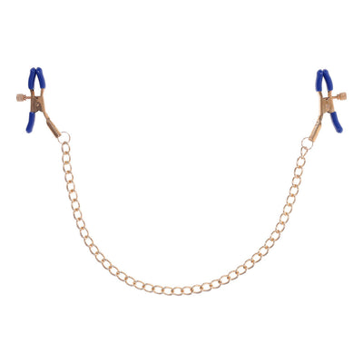 Sex & Mischief Cougar Chained Nipple Clamps Gold With Nipple & Clitoral Toys