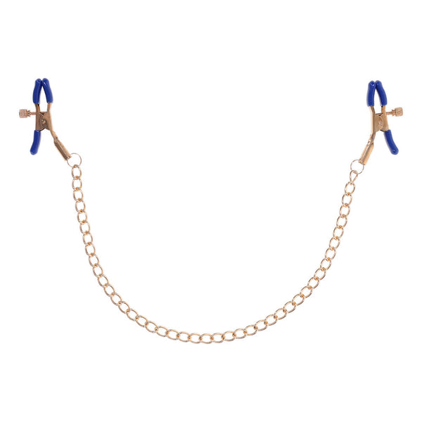 Sex & Mischief Cougar Chained Nipple Clamps Gold With Nipple & Clitoral Toys