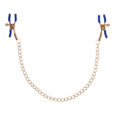 Sex & Mischief Cougar Chained Nipple Clamps Gold With Nipple & Clitoral Toys